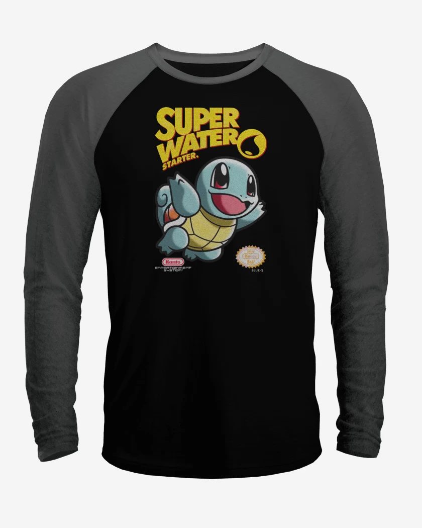 Polera Raglan Negro / Negro Heather de Super water