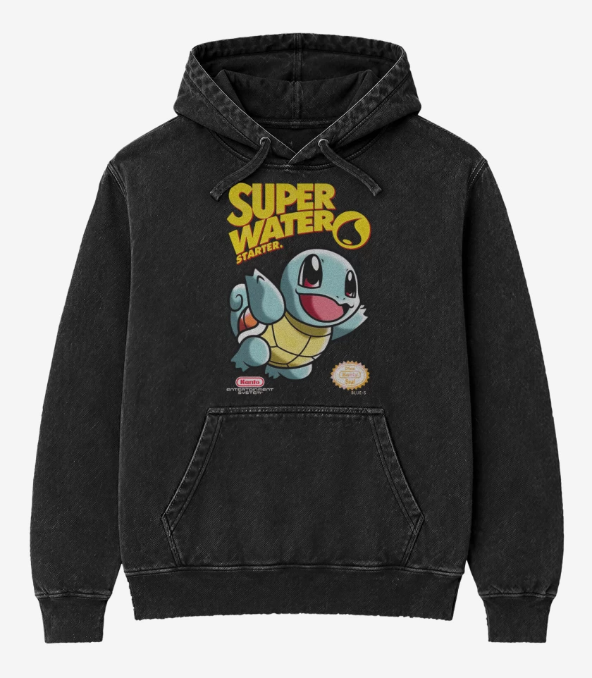 Poleron Canguro Acid Wash Negro de Super water