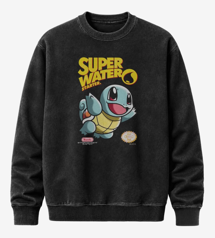 Poleron Polo Acid Wash Negro de Super water