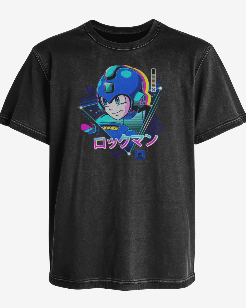 Polera desgastada Negro de Mega hombre