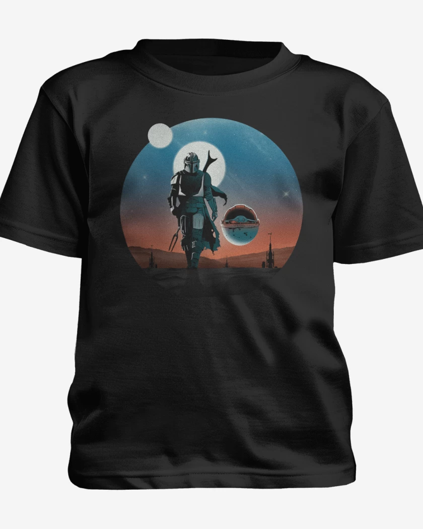 Polera de niño Negro de El Mandalorian y el Yodita