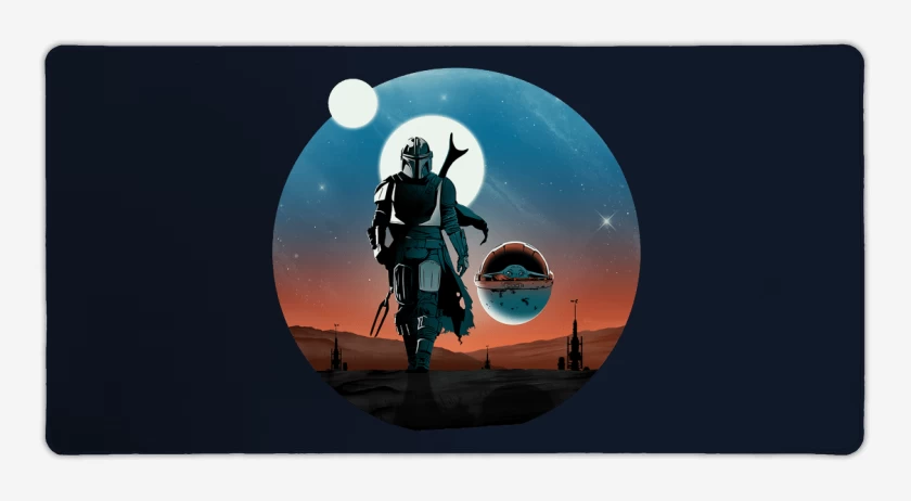 Mouse pad Gamer Azul Marino de El Mandalorian y el Yodita