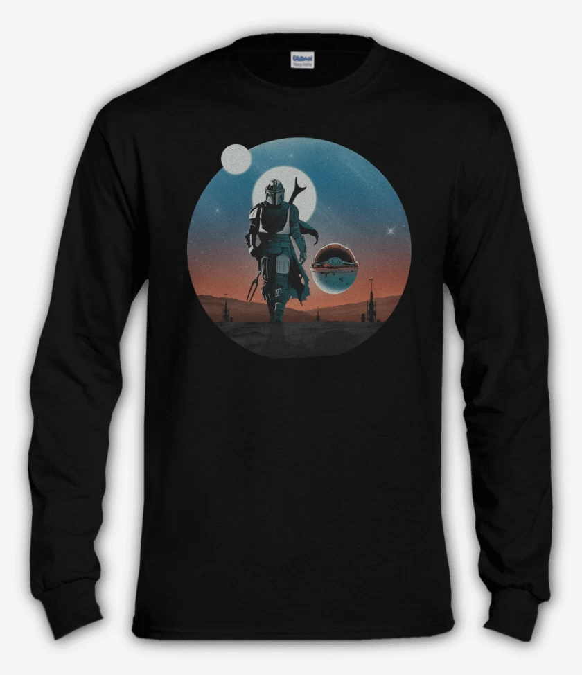 Polera manga larga Negro de El Mandalorian y el Yodita