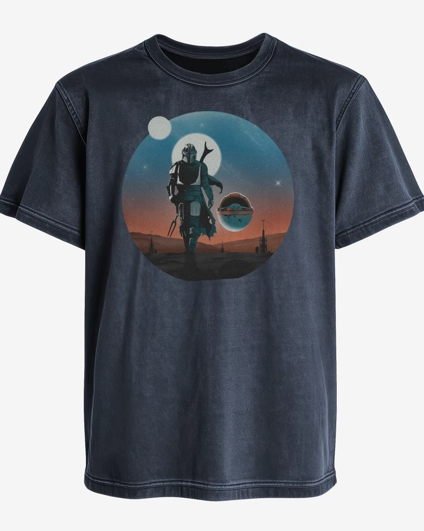 Polera desgastada Azul Marino de El Mandalorian y el Yodita