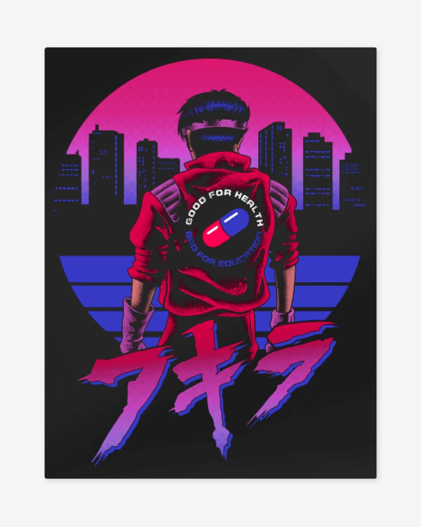 Print metalico Negro de Retro Akira