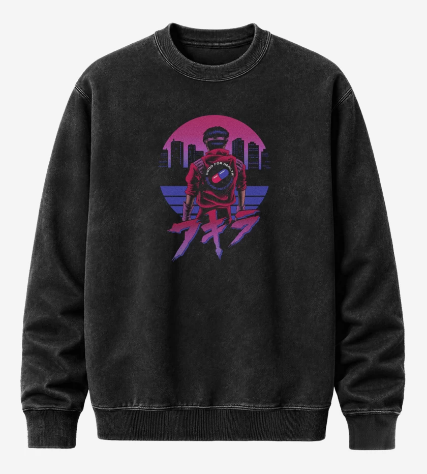 Poleron Polo Acid Wash Negro de Retro Akira