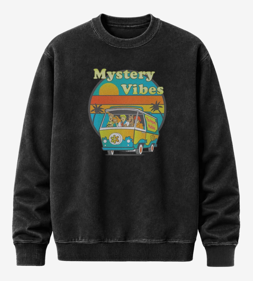Poleron Polo Acid Wash Negro de Vibras misteriosas