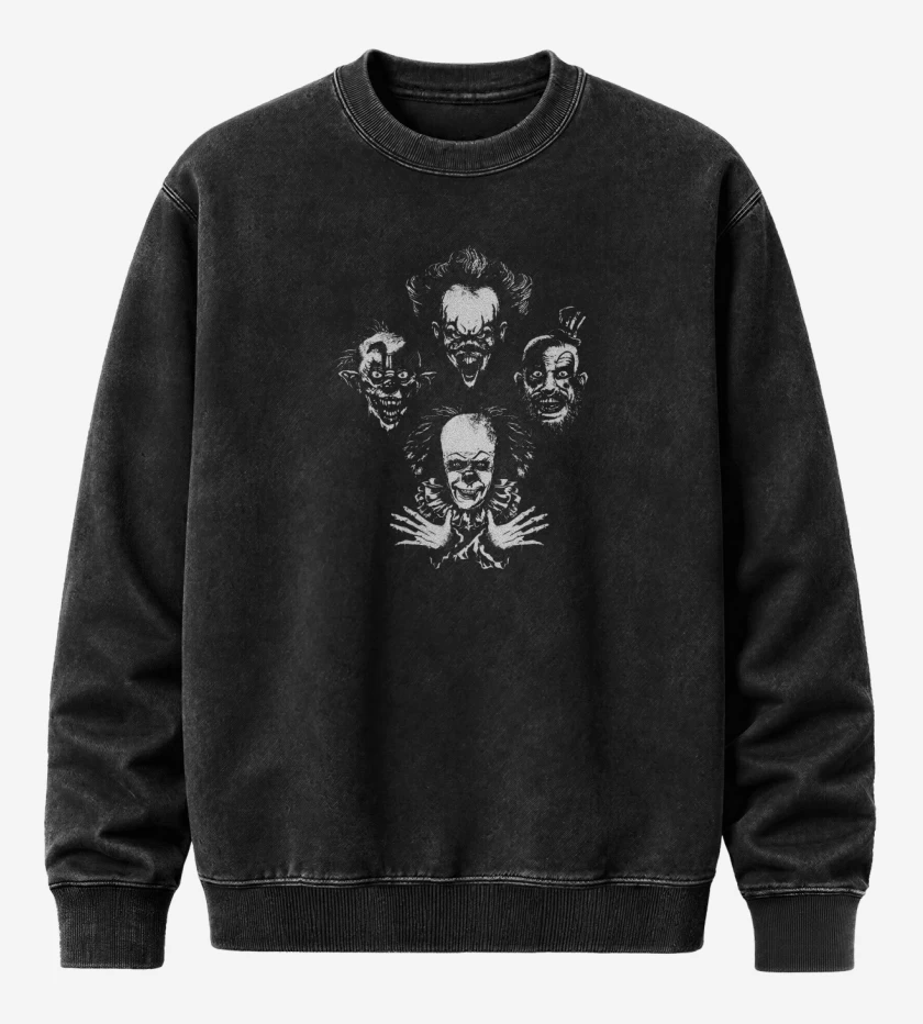 Poleron Polo Acid Wash Negro de Evil clown rhapsody