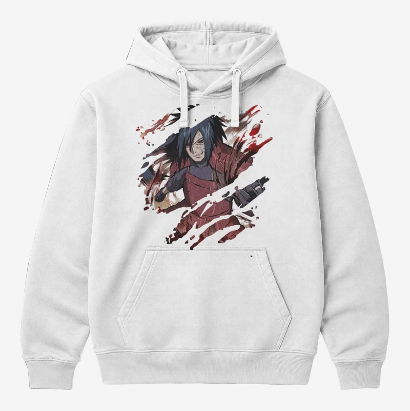 Polerón Canguro Blanco de Madara Uchiha