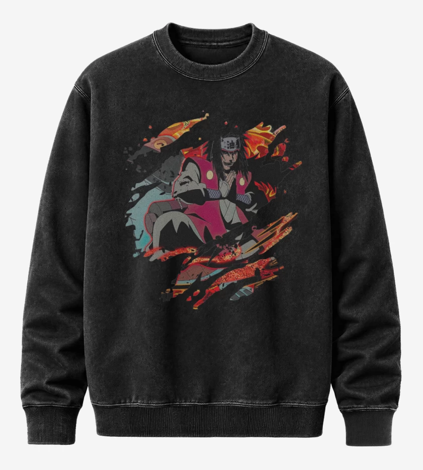 Poleron Polo Acid Wash Negro de Jiraiya