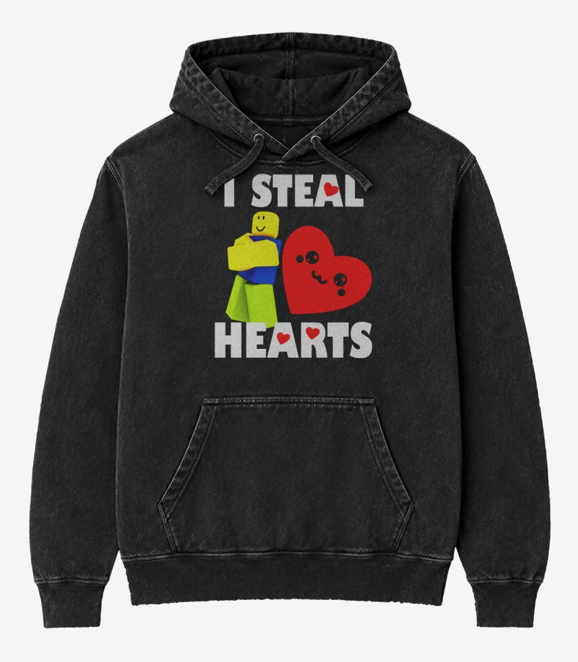 Poleron Canguro Acid Wash Negro de I steal hearts