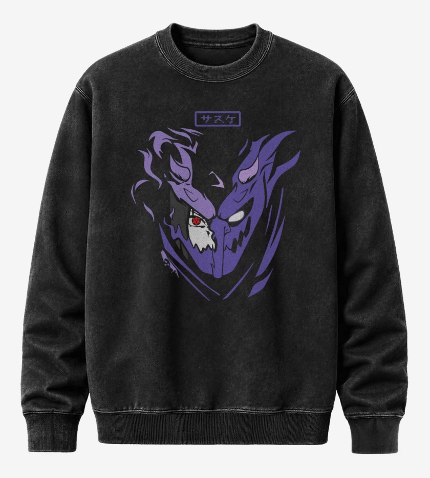 Poleron Polo Acid Wash Negro de Susanoo Sasuke