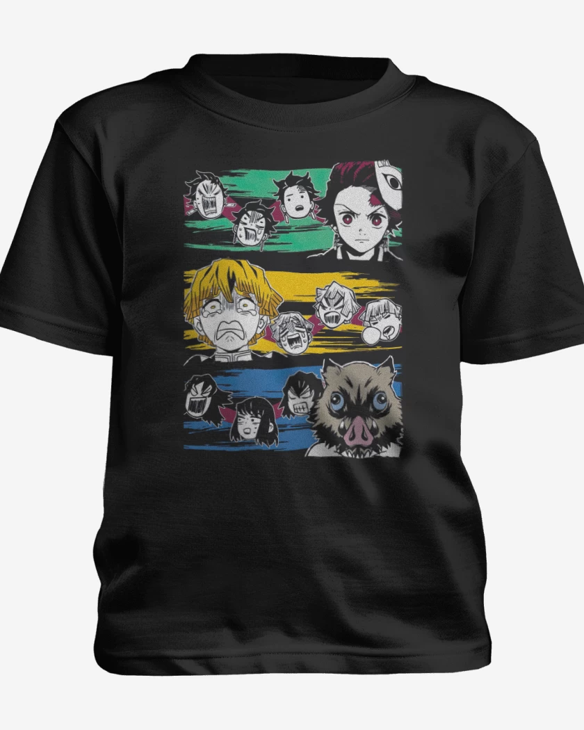 Polera de niño Negro de Demon Slayer 4