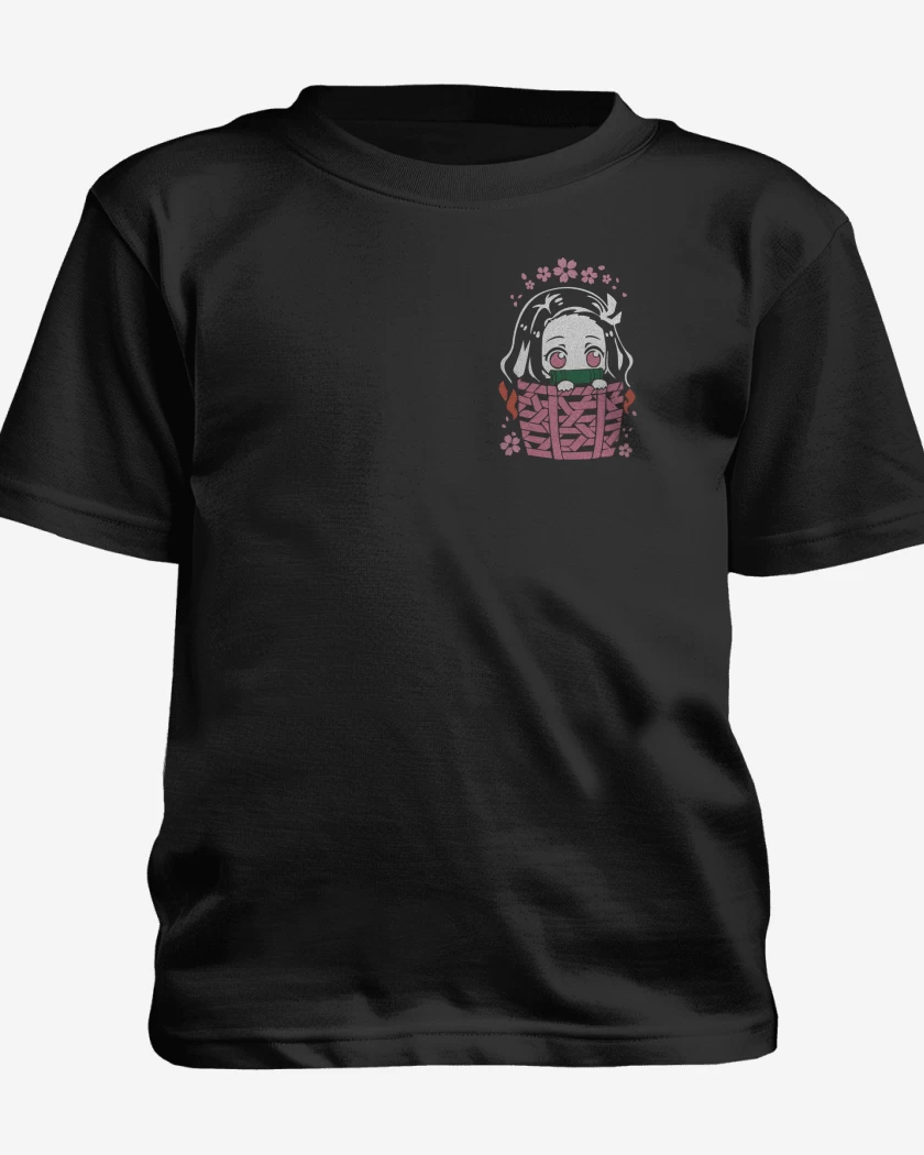 Polera de niño Negro de Nezuko de Bolsillo