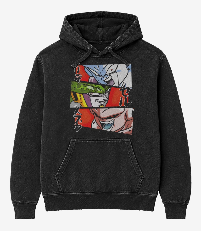 Poleron Canguro Acid Wash Dragon Ball Z Villanos