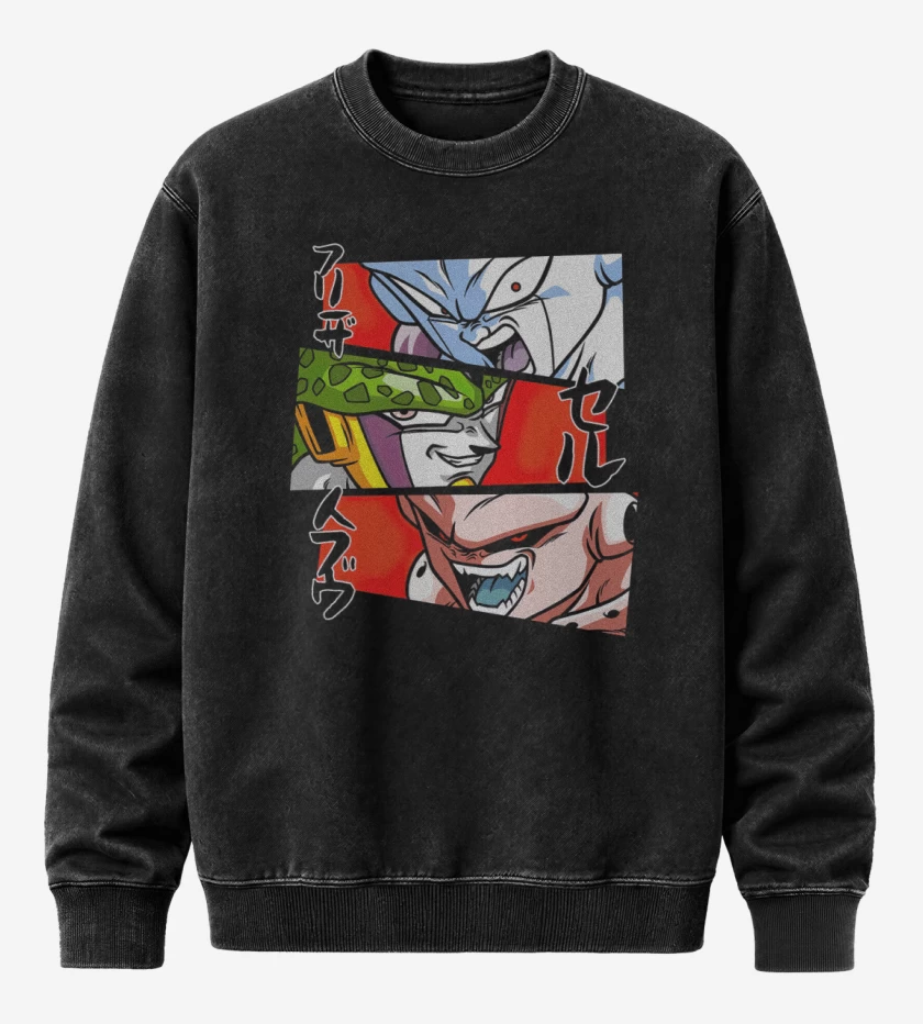 Poleron Polo Acid Wash Negro de Dragon Ball Z Villanos