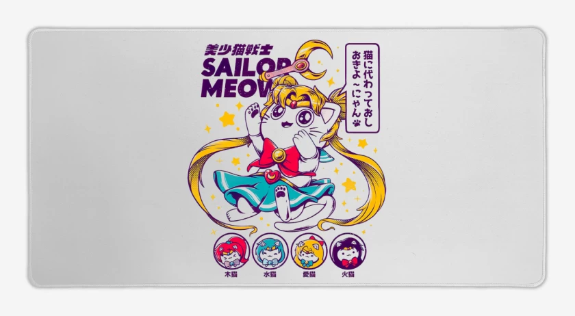 Mouse pad Gamer Blanco de Sailor Meow