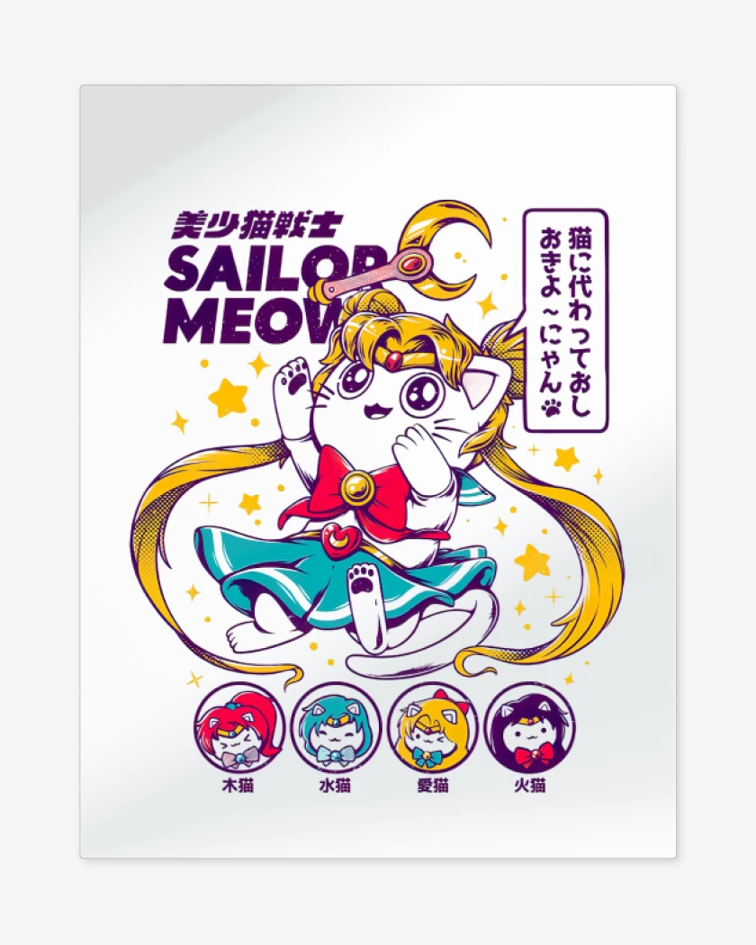 Print metalico Blanco de Sailor Meow