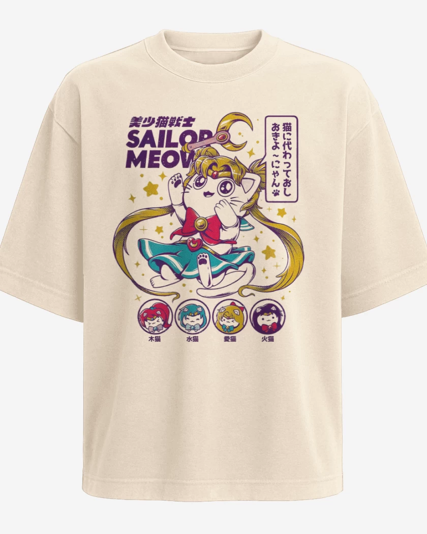 Polera Oversize Beige de Sailor Meow