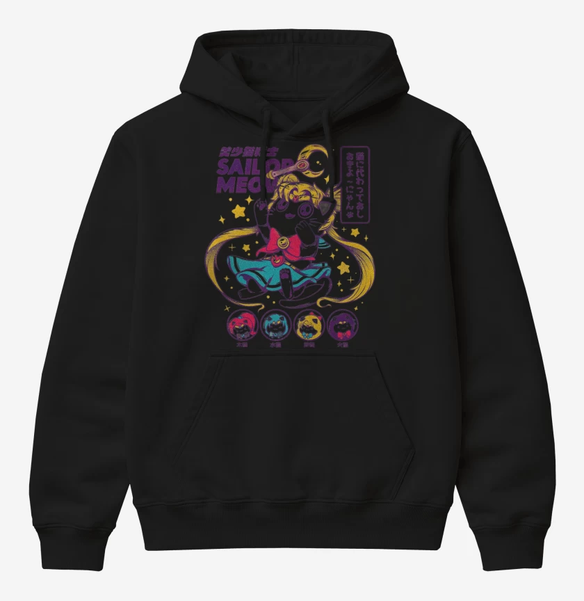 Poleron Canguro básico Negro de Sailor Meow
