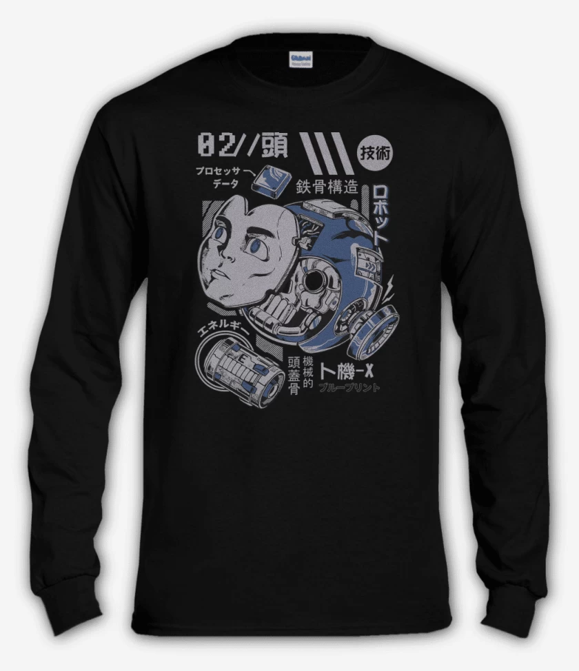 Polera manga larga Negro de Megaman Desarmado