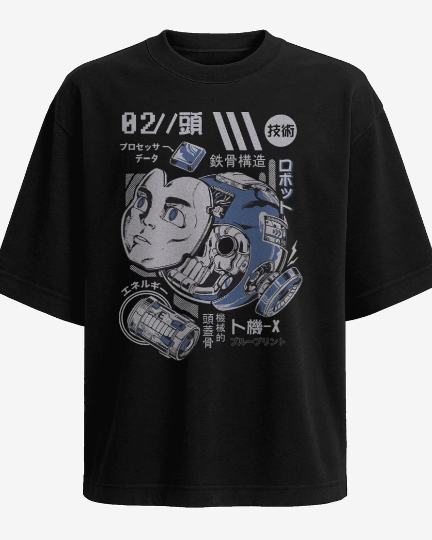 Polera Oversize Negro de Megaman Desarmado