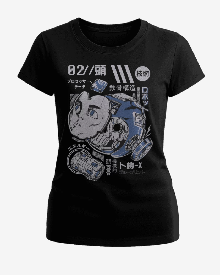 Polera de Mujer Negro de Megaman Desarmado
