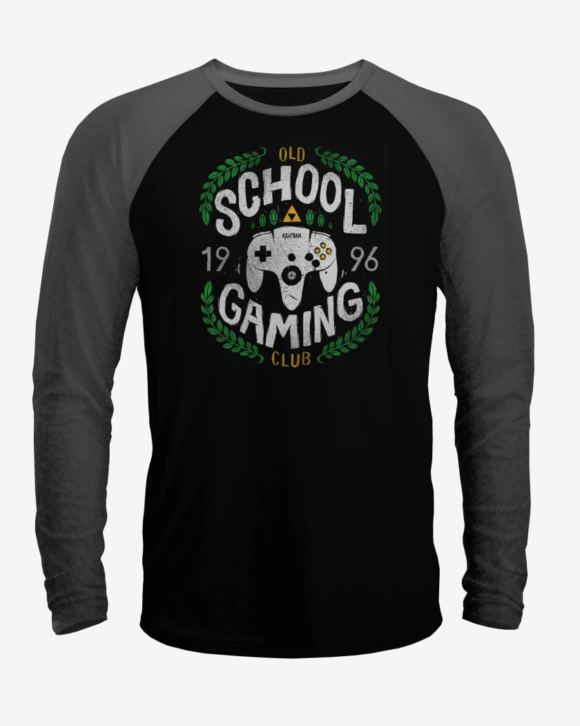 Polera Raglan Negro / Negro Heather de Old School gaming