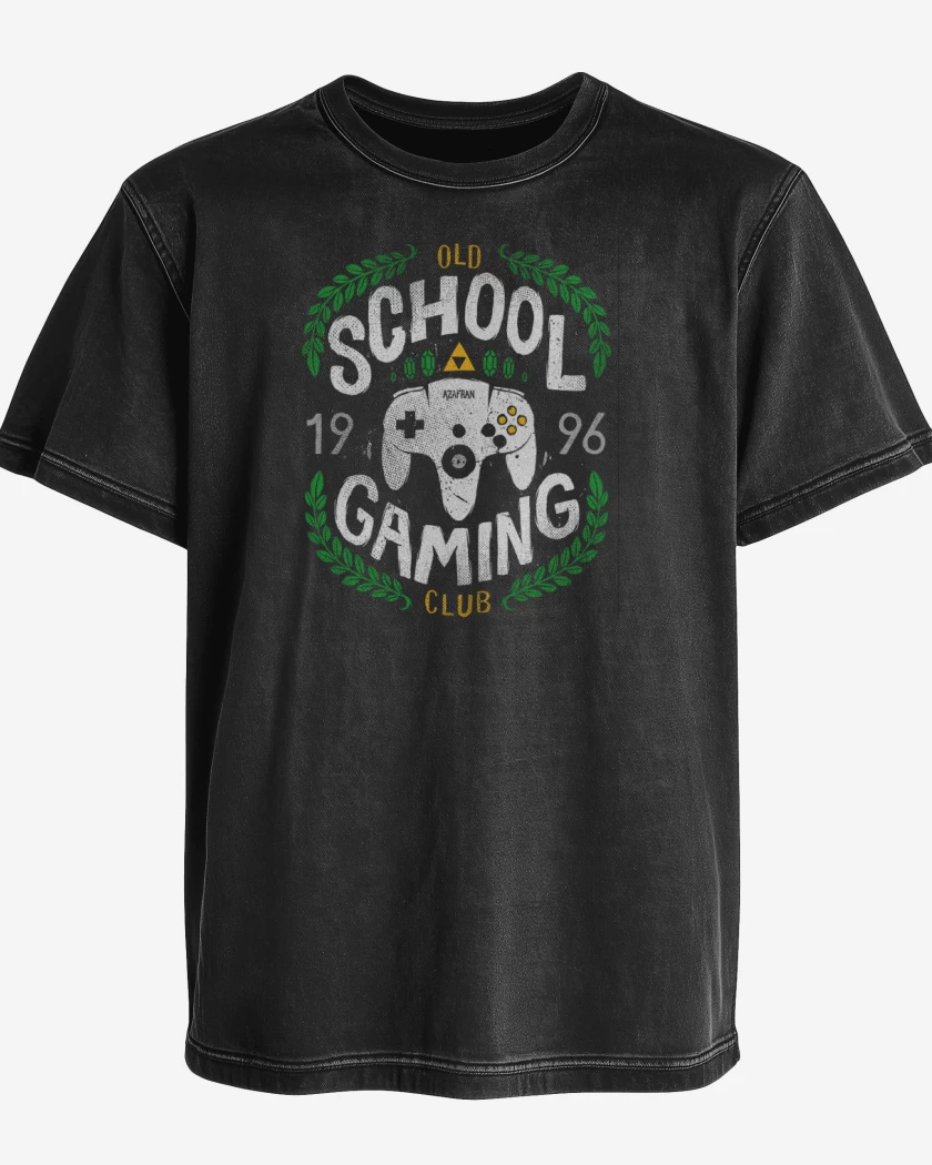 Polera desgastada Negro de Old School gaming