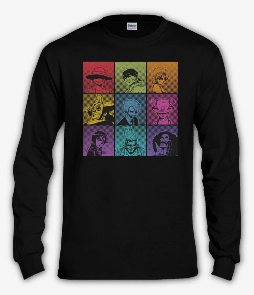 Polera manga larga Negro de One piece personajes