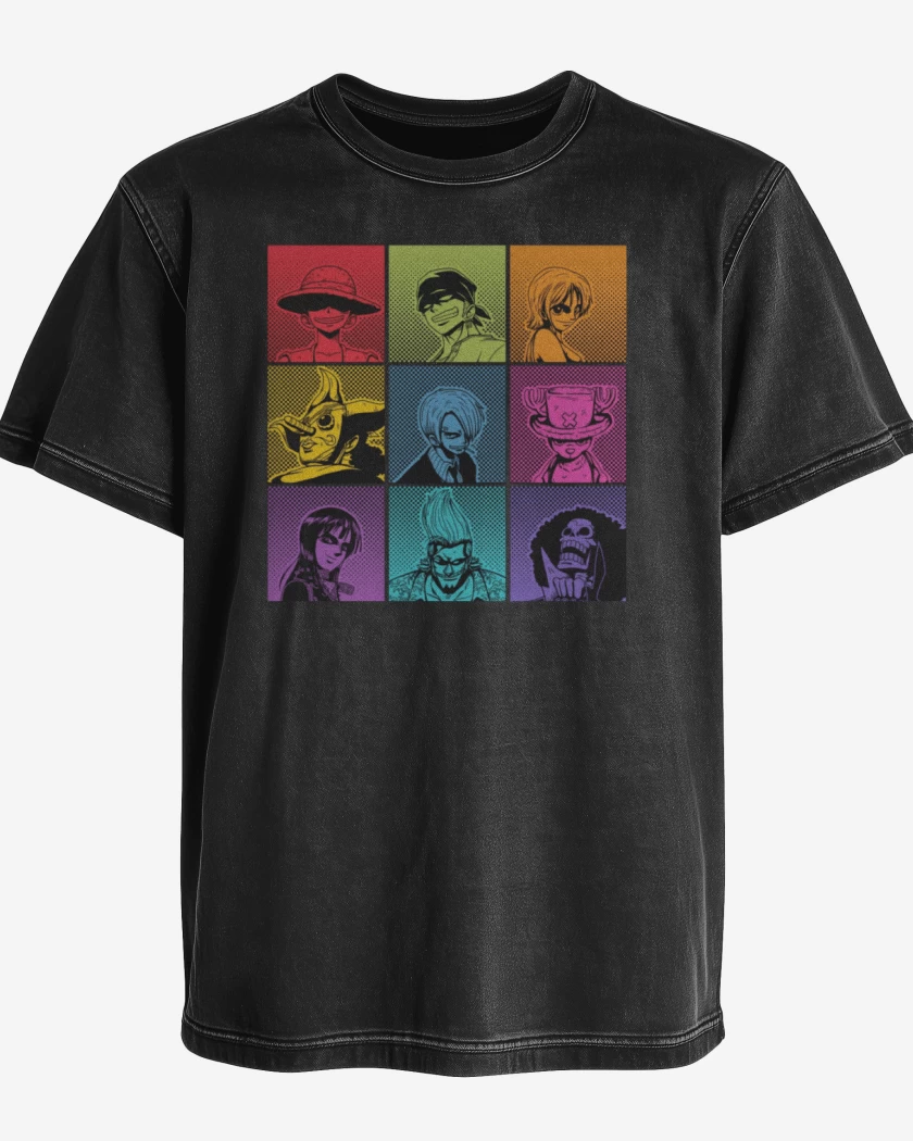 Polera desgastada One piece personajes