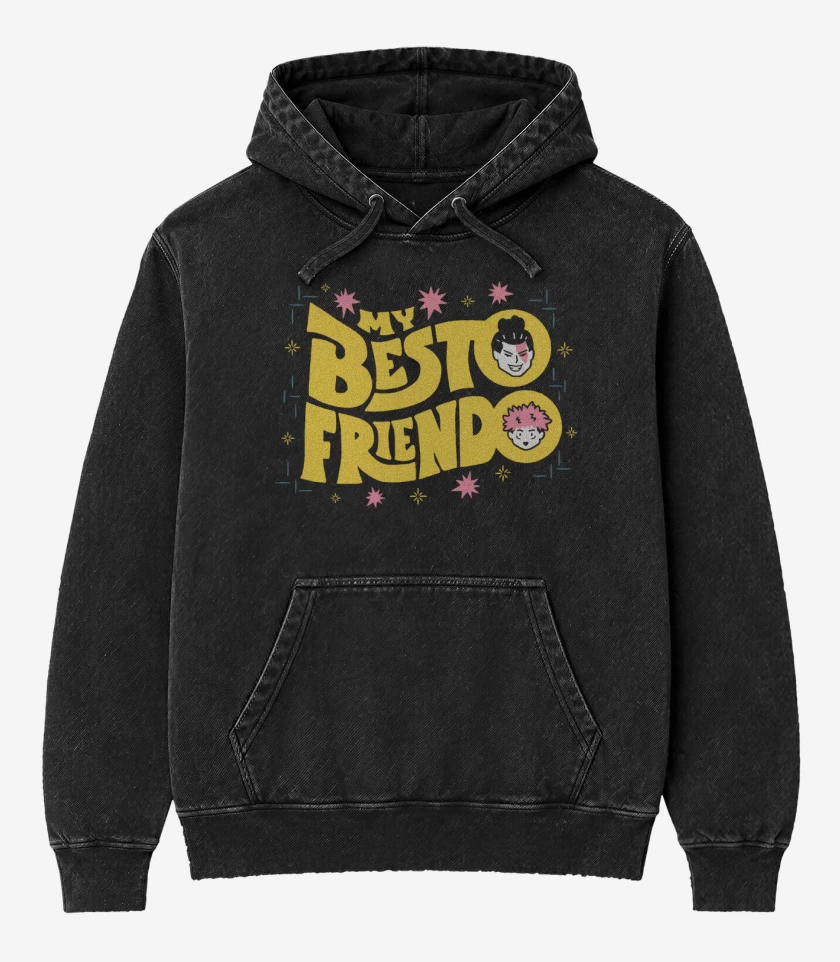 Poleron Canguro Acid Wash Negro de My Besto Friendo