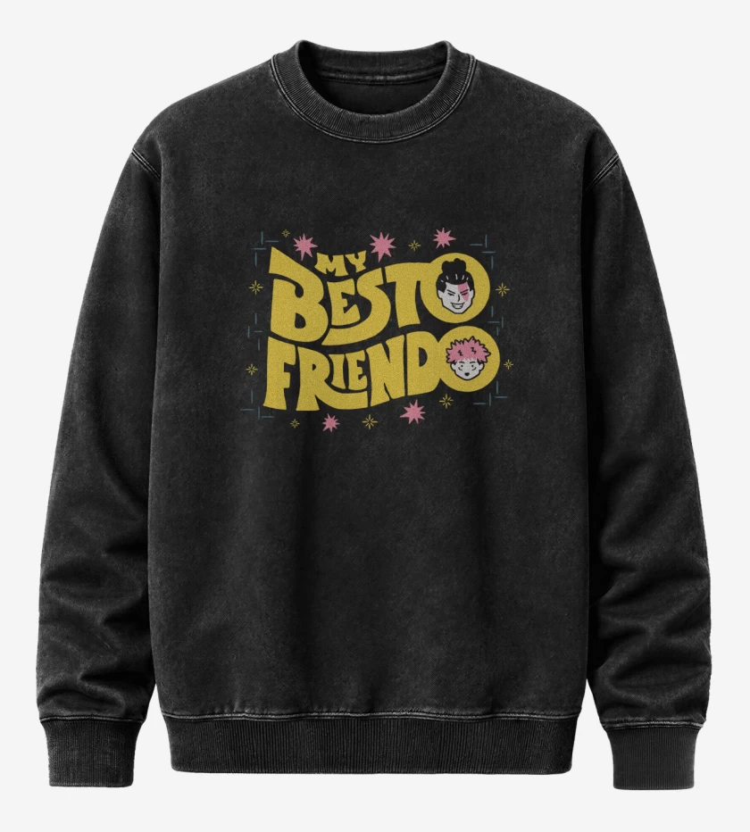 Poleron Polo Acid Wash Negro de My Besto Friendo