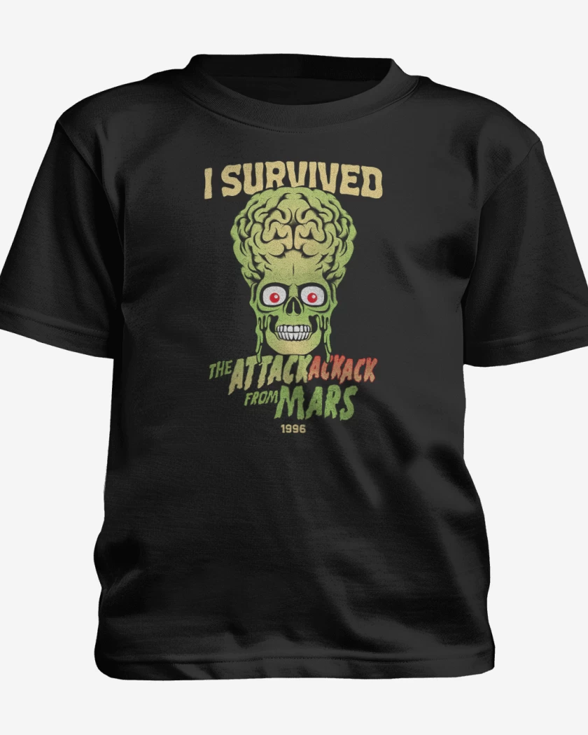Polera de niño Negro de I Survived THE ATTACK FROM MARS
