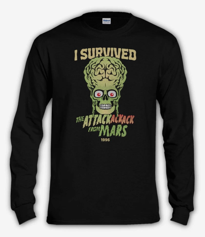 Polera manga larga Negro de I Survived THE ATTACK FROM MARS