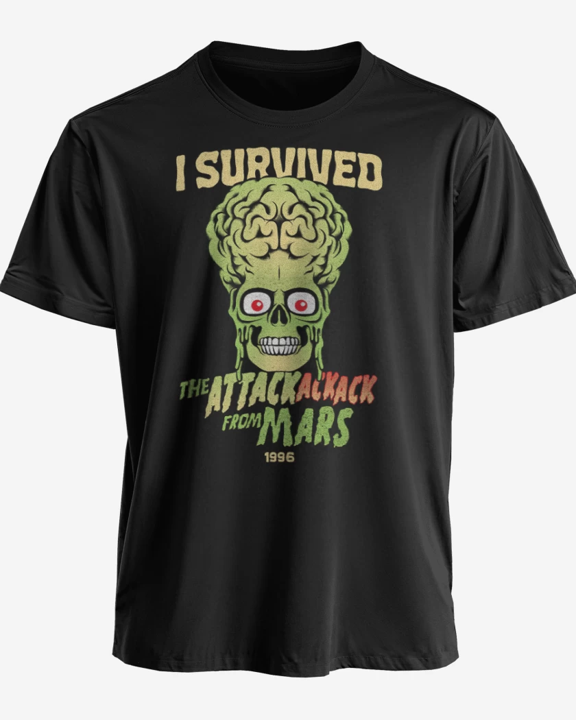 Polera premium Negro de I Survived THE ATTACK FROM MARS