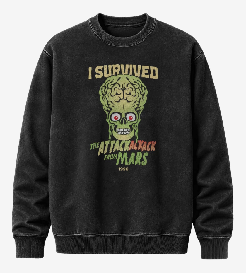 Poleron Polo Acid Wash Negro de I Survived THE ATTACK FROM MARS