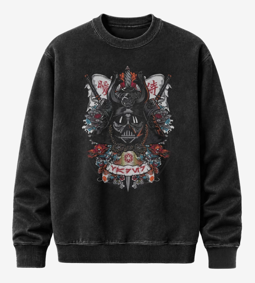 Poleron Polo Acid Wash Negro de Darth Samurai
