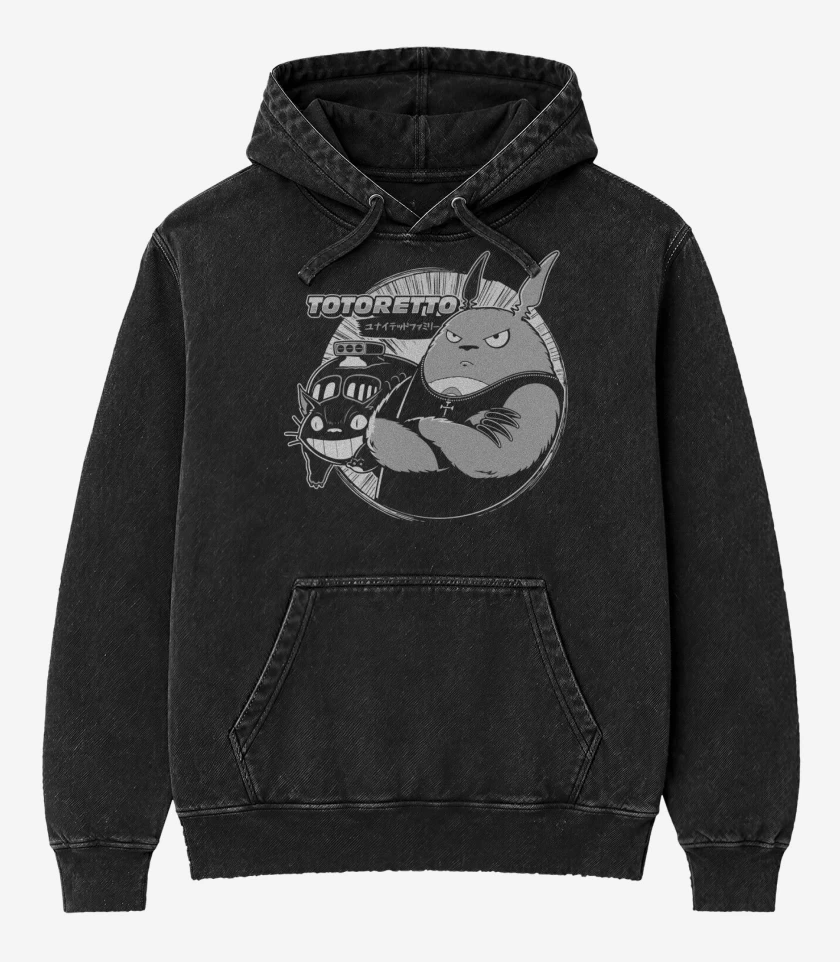 Poleron Canguro Acid Wash Negro de Totoretto
