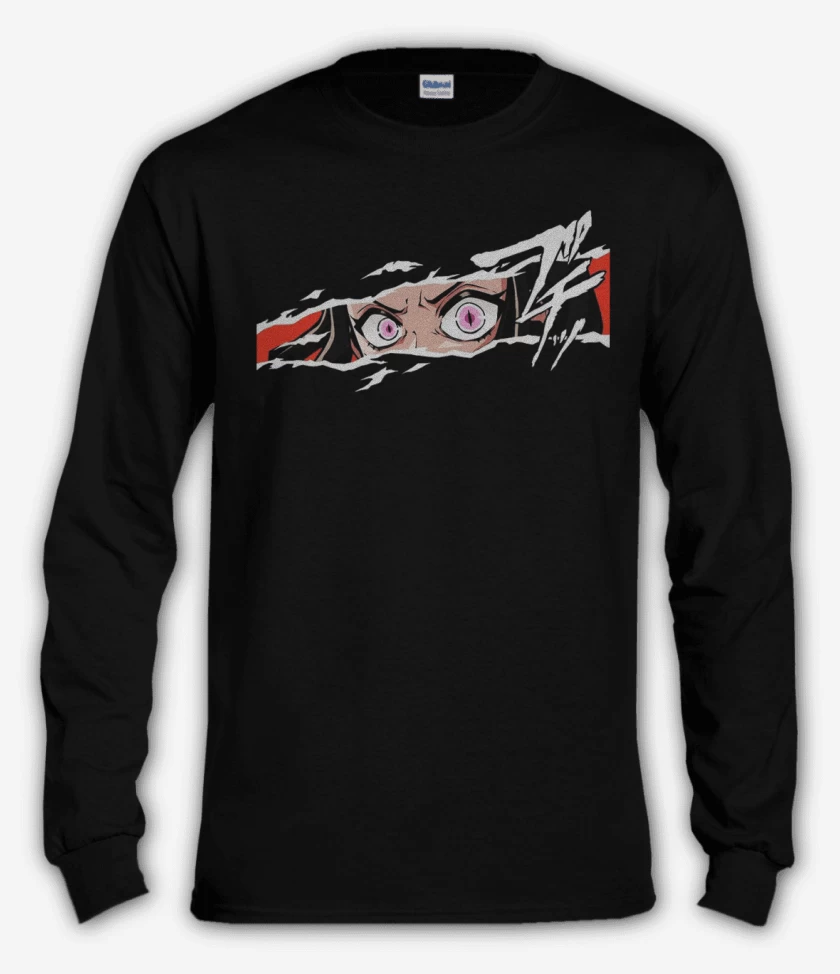 Polera manga larga Negro de Nezuko