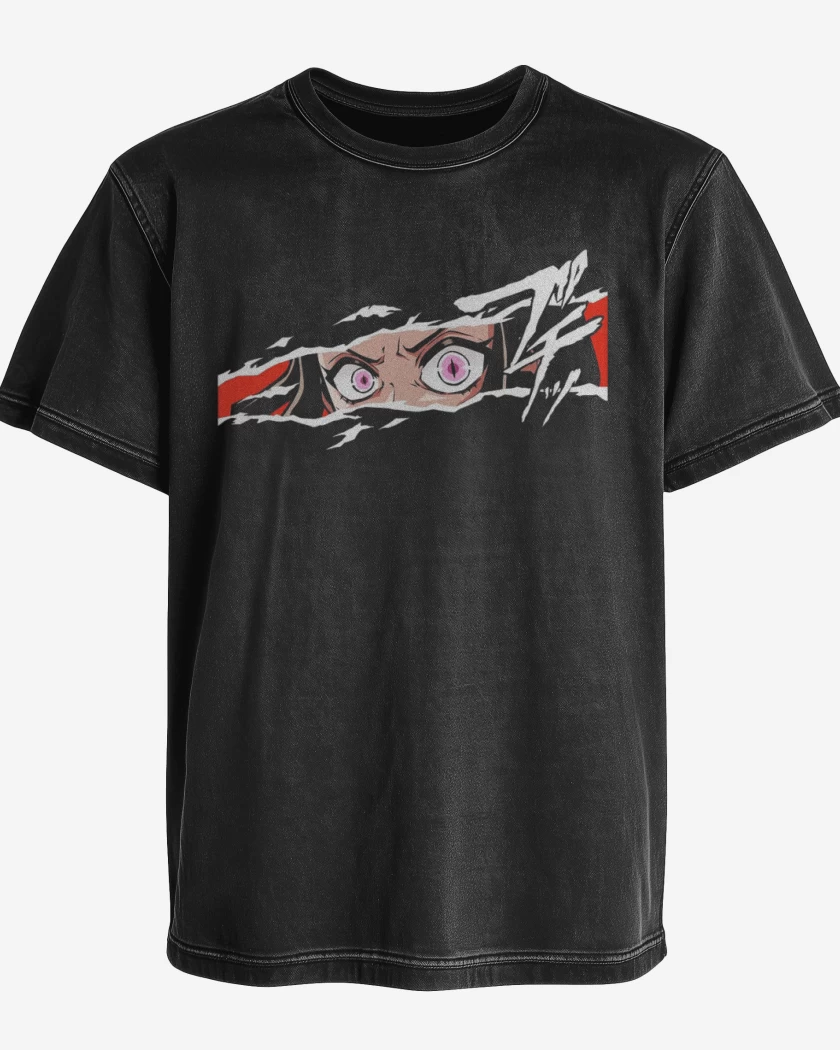 Polera desgastada Negro de Nezuko