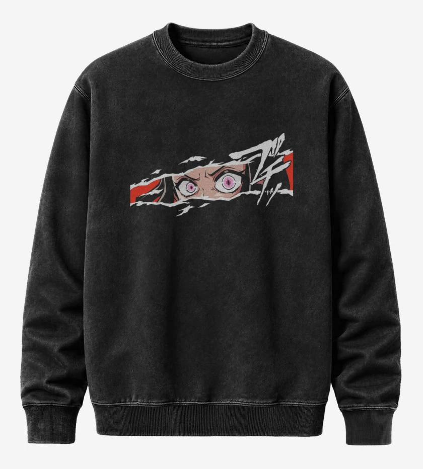 Poleron Polo Acid Wash Negro de Nezuko