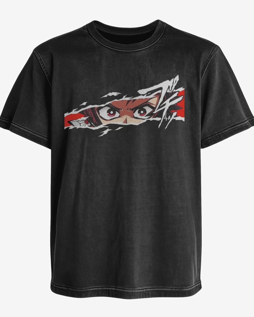 Polera desgastada Negro de Tanjiro