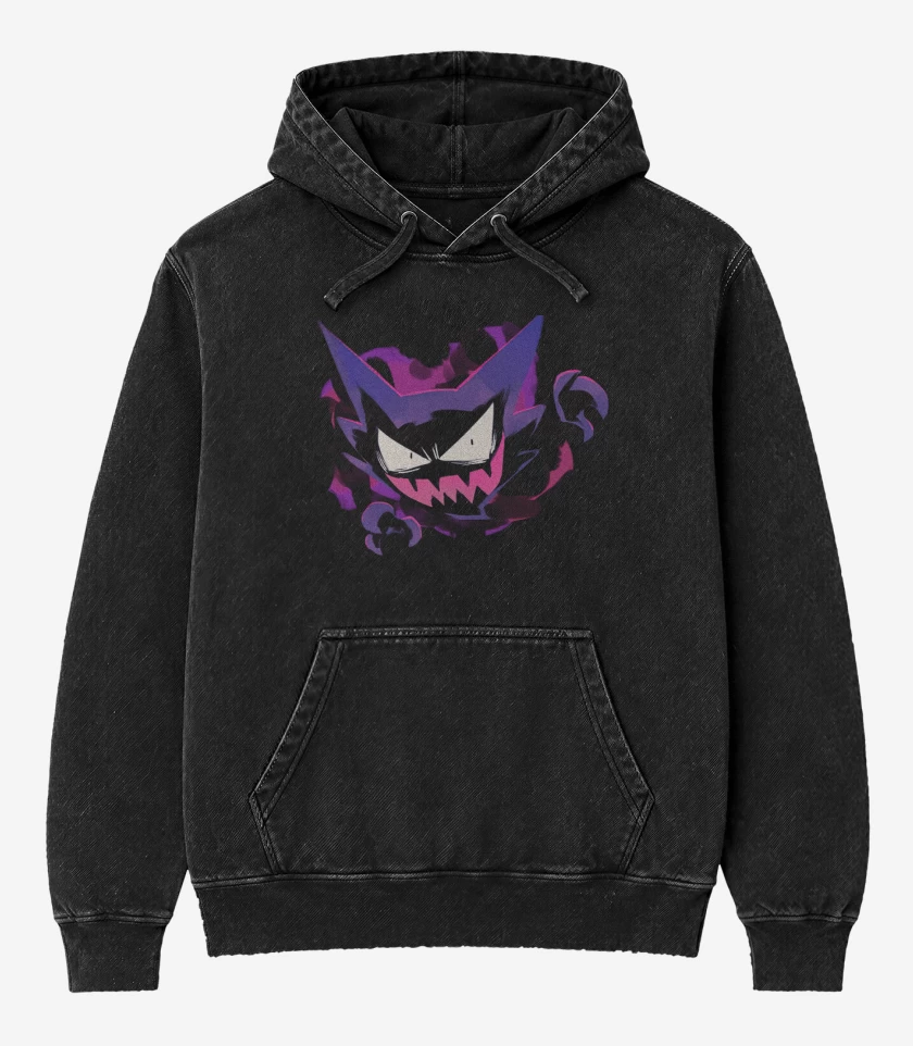 Poleron Canguro Acid Wash Negro de Haunter