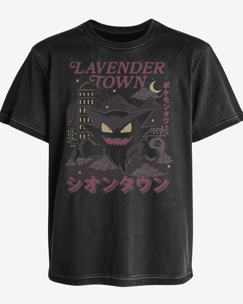 Polera desgastada Negro de Pueblo Lavanda