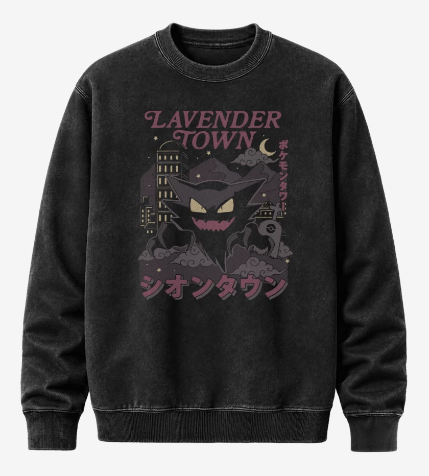 Poleron Polo Acid Wash Negro de Pueblo Lavanda