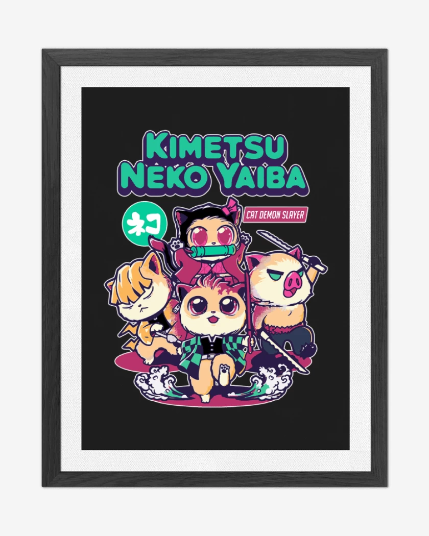 Cuadro decorativo Negro de Kimetsu Neko Yaiba