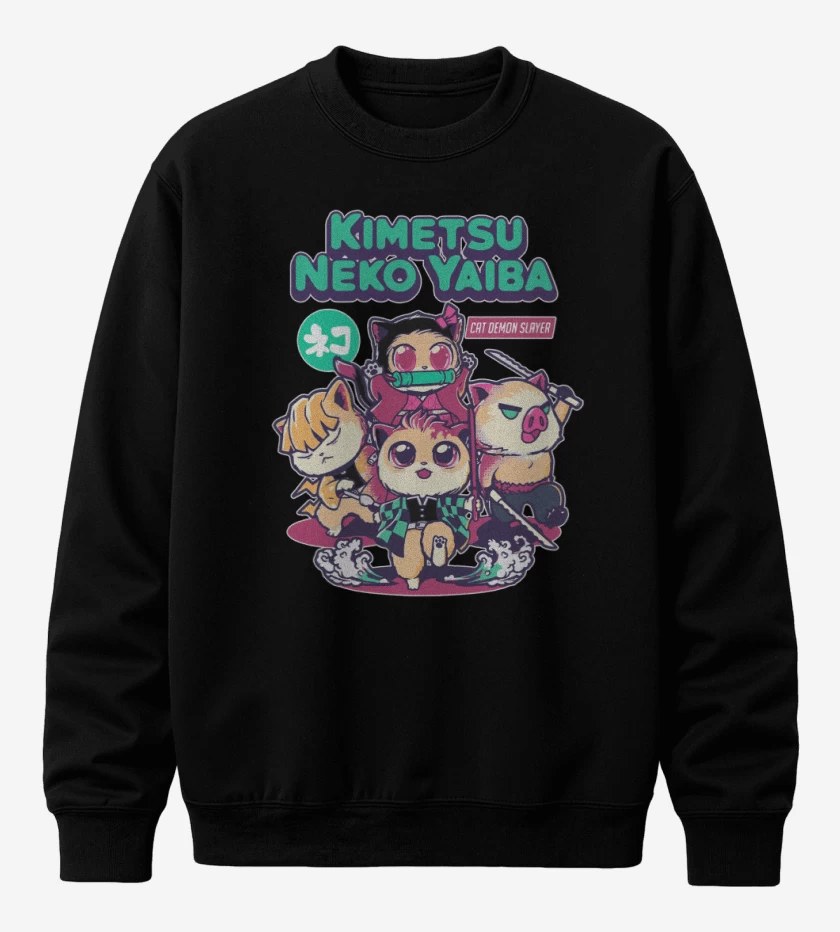Poleron polo Negro de Kimetsu Neko Yaiba