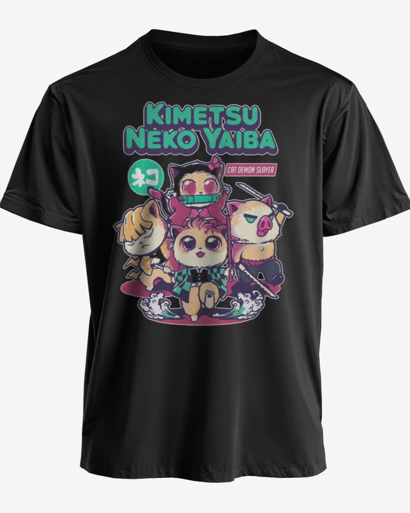 Polera premium Negro de Kimetsu Neko Yaiba