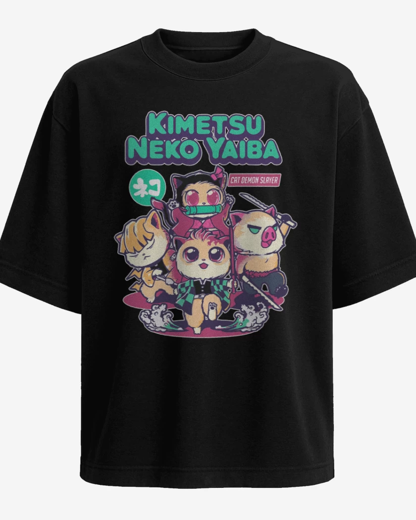 Polera Oversize Kimetsu Neko Yaiba